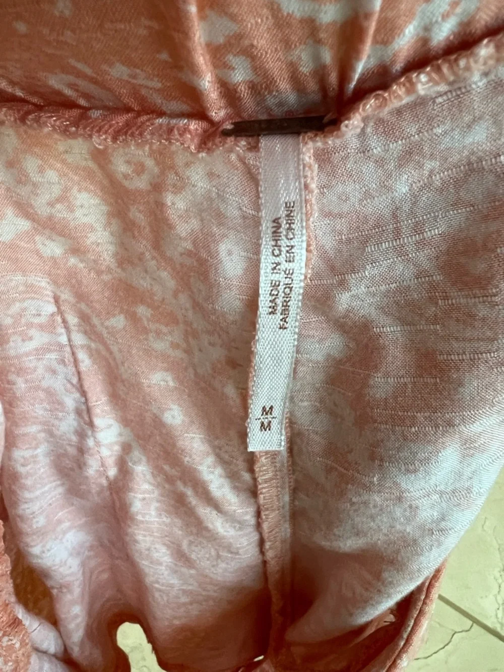 Free People Coral Peach Paisley Print Pull-On Boho Shorts Size Medium